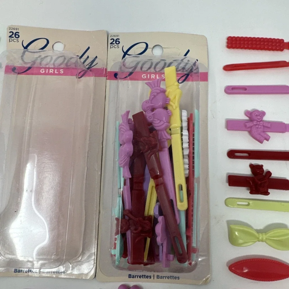 51 Goody Kids Girls Plastic Hair Barrettes Stay Tight Slip Secure Pastel 1 Open